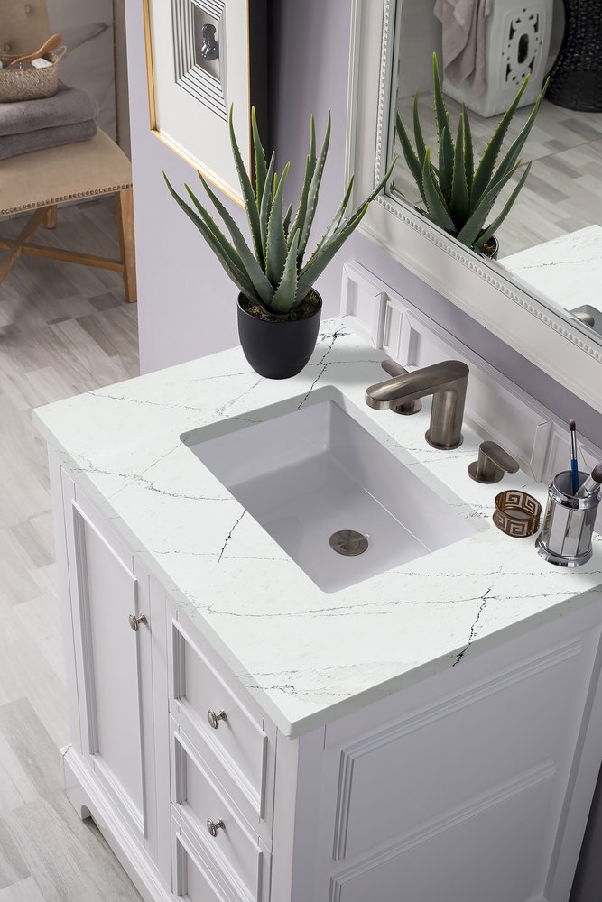 James Martin - De Soto 30" Single Vanity, Bright White w/ 3 CM Ethereal Noctis Silestone Top - 825-V30-BW-3ENC view 7