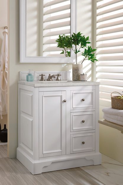James Martin - De Soto 30" Single Vanity, Bright White w/ 3 CM Lime Delight Silestone Top - 825-V30-BW-3LDL view 4