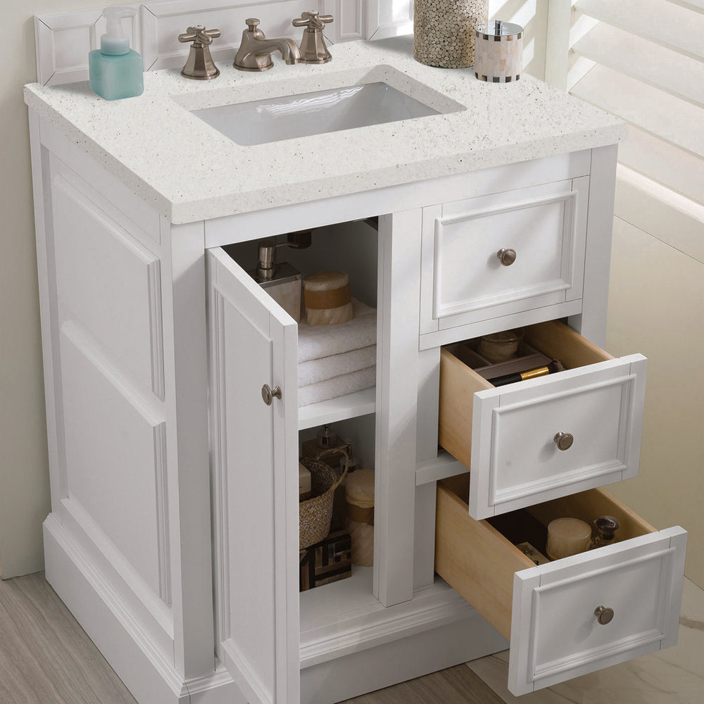 James Martin - De Soto 30" Single Vanity, Bright White w/ 3 CM Lime Delight Silestone Top - 825-V30-BW-3LDL view 5