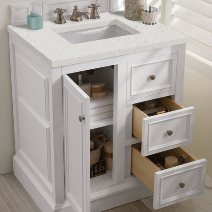 James Martin - De Soto 30" Single Vanity, Bright White w/ 3 CM Lime Delight Silestone Top - 825-V30-BW-3LDL view 5