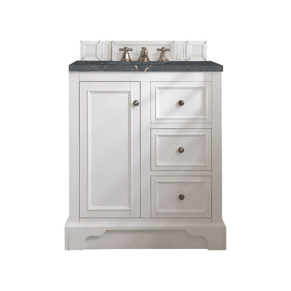 James Martin - De Soto 30" Single Vanity, Bright White w/ 3 CM Parisien Bleu Silestone Top - 825-V30-BW-3PBL view 1