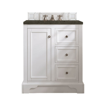 James Martin - De Soto 30" Single Vanity, Bright White, w/ 3 CM Phantome Eclos Top - 825-V30-BW-3PHT view 1