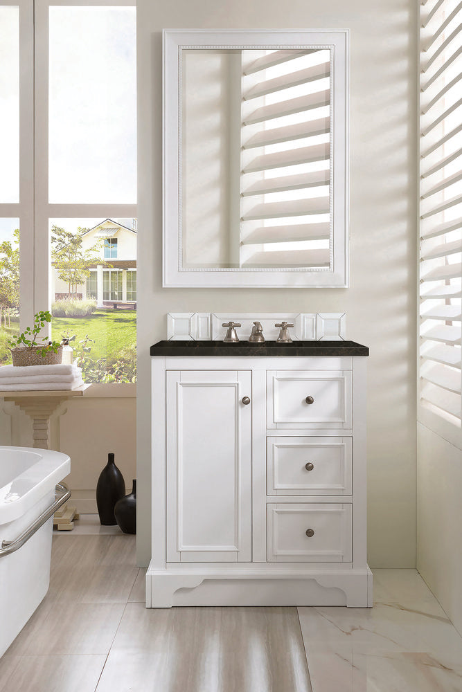 James Martin - De Soto 30" Single Vanity, Bright White, w/ 3 CM Phantome Eclos Top - 825-V30-BW-3PHT view 3