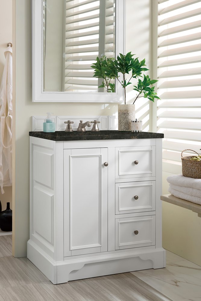 James Martin - De Soto 30" Single Vanity, Bright White, w/ 3 CM Phantome Eclos Top - 825-V30-BW-3PHT view 4