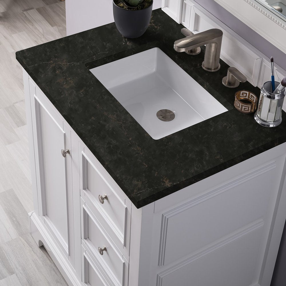 James Martin - De Soto 30" Single Vanity, Bright White, w/ 3 CM Phantome Eclos Top - 825-V30-BW-3PHT view 7