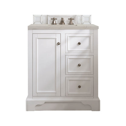 James Martin - De Soto 30" Single Vanity, Bright White, w/ 3 CM Siberian Silestone Top - 825-V30-BW-3SFR view 1