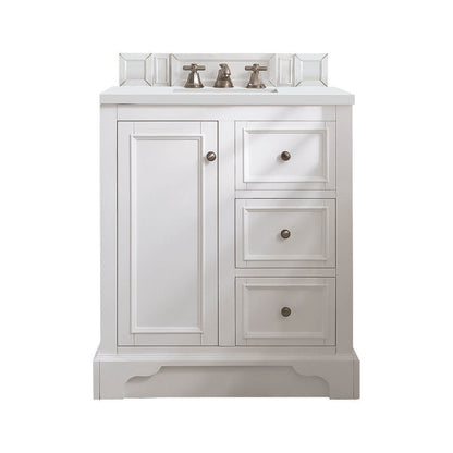 James Martin - De Soto 30" Single Vanity, Bright White w/ 3 CM White Zeus Silestone Top - 825-V30-BW-3WZ view 1