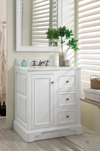 James Martin - De Soto 30" Single Vanity, Bright White w/ 3 CM White Zeus Silestone Top - 825-V30-BW-3WZ view 4