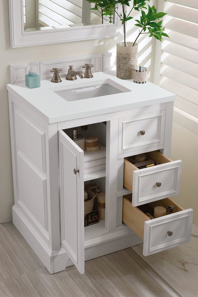 James Martin - De Soto 30" Single Vanity, Bright White w/ 3 CM White Zeus Silestone Top - 825-V30-BW-3WZ view 5