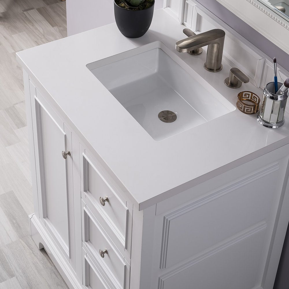 James Martin - De Soto 30" Single Vanity, Bright White w/ 3 CM White Zeus Silestone Top - 825-V30-BW-3WZ view 8