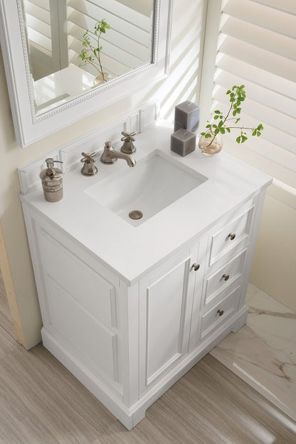 James Martin - De Soto 30" Single Vanity, Bright White w/ 3 CM White Zeus Silestone Top - 825-V30-BW-3WZ view 10