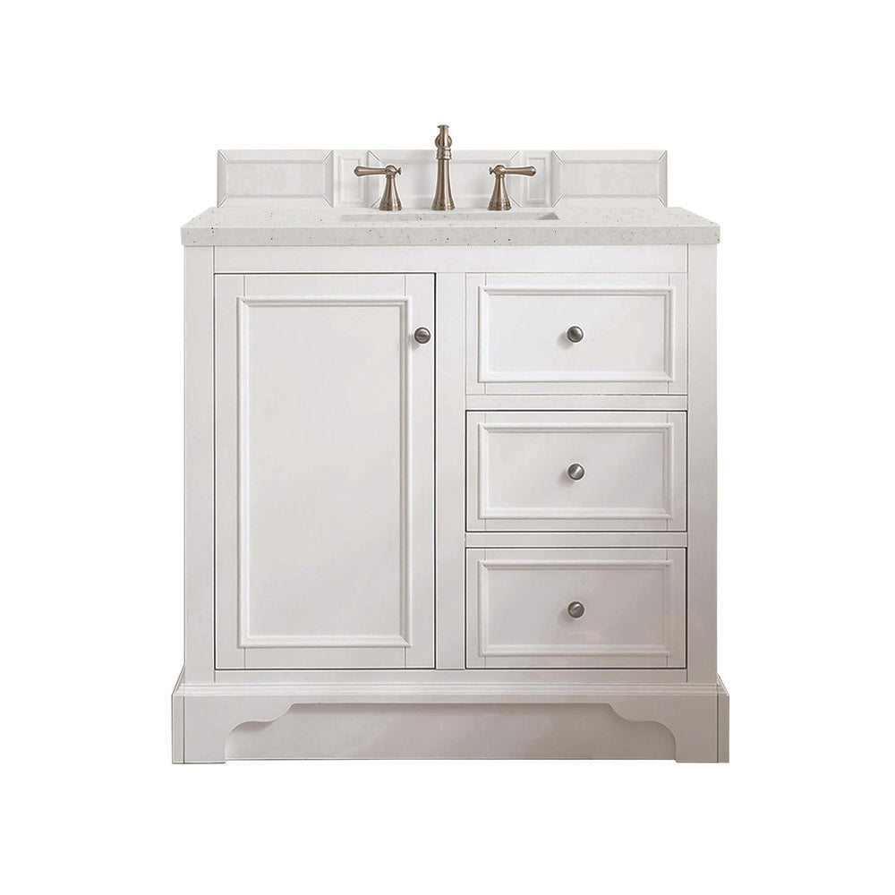 James Martin - De Soto 36" Single Vanity, Bright White w/ 3 CM Lime Delight Silestone Top - 825-V36-BW-3LDL view 1