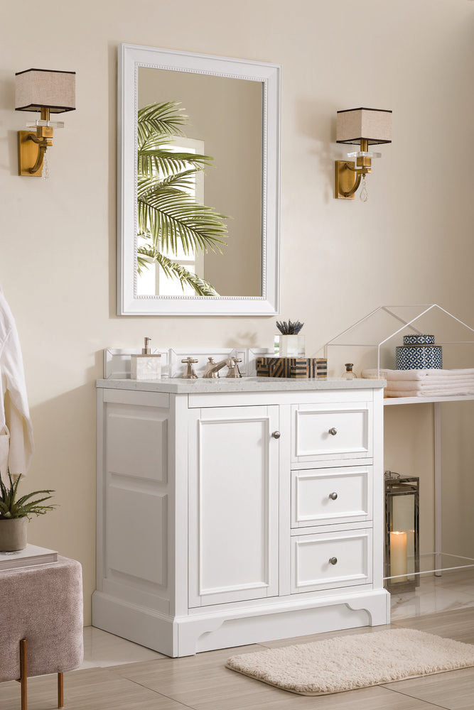 James Martin - De Soto 36" Single Vanity, Bright White w/ 3 CM Lime Delight Silestone Top - 825-V36-BW-3LDL view 4