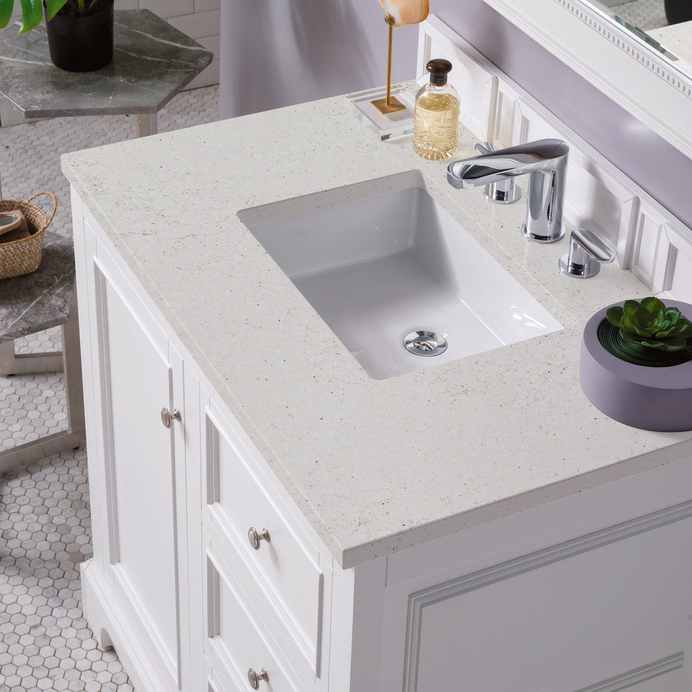 James Martin - De Soto 36" Single Vanity, Bright White w/ 3 CM Lime Delight Silestone Top - 825-V36-BW-3LDL view 6