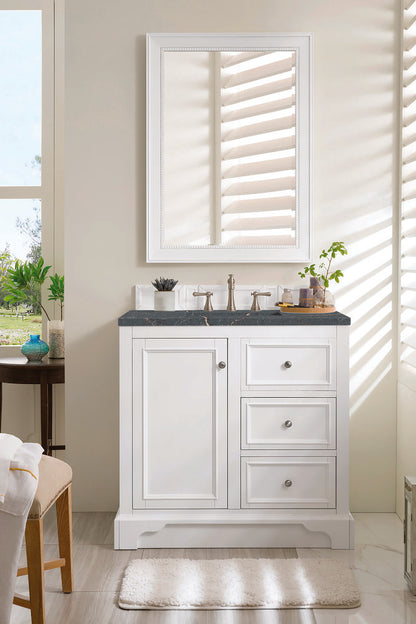 James Martin - De Soto 36" Single Vanity, Bright White w/ 3 CM Parisien Bleu Silestone Top - 825-V36-BW-3PBL view 3