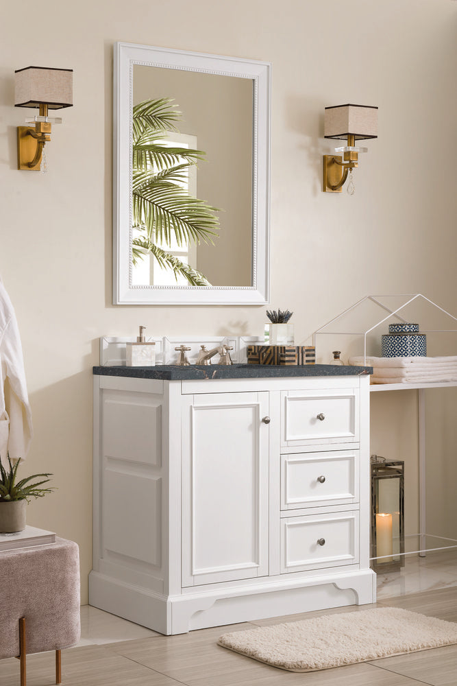 James Martin - De Soto 36" Single Vanity, Bright White w/ 3 CM Parisien Bleu Silestone Top - 825-V36-BW-3PBL view 4