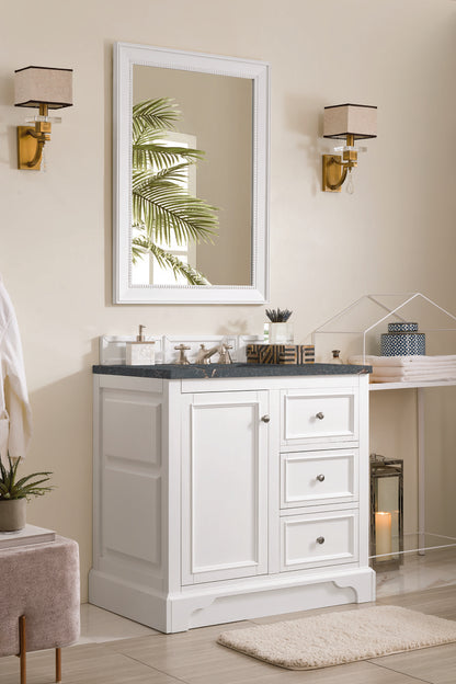 James Martin - De Soto 36" Single Vanity, Bright White w/ 3 CM Parisien Bleu Silestone Top - 825-V36-BW-3PBL view 4
