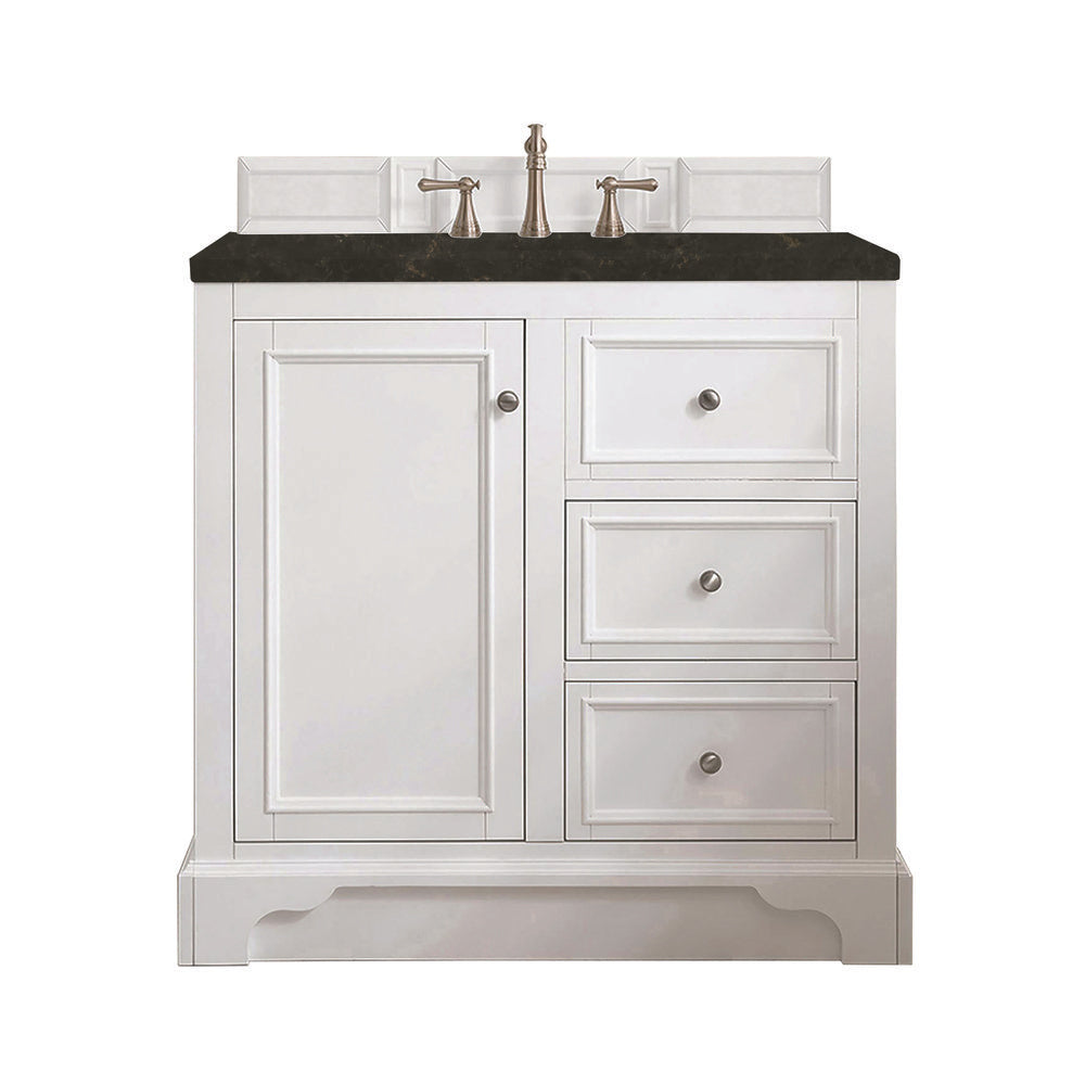 James Martin - De Soto 36" Single Vanity, Bright White, w/ 3 CM Phantome Eclos Top - 825-V36-BW-3PHT view 1