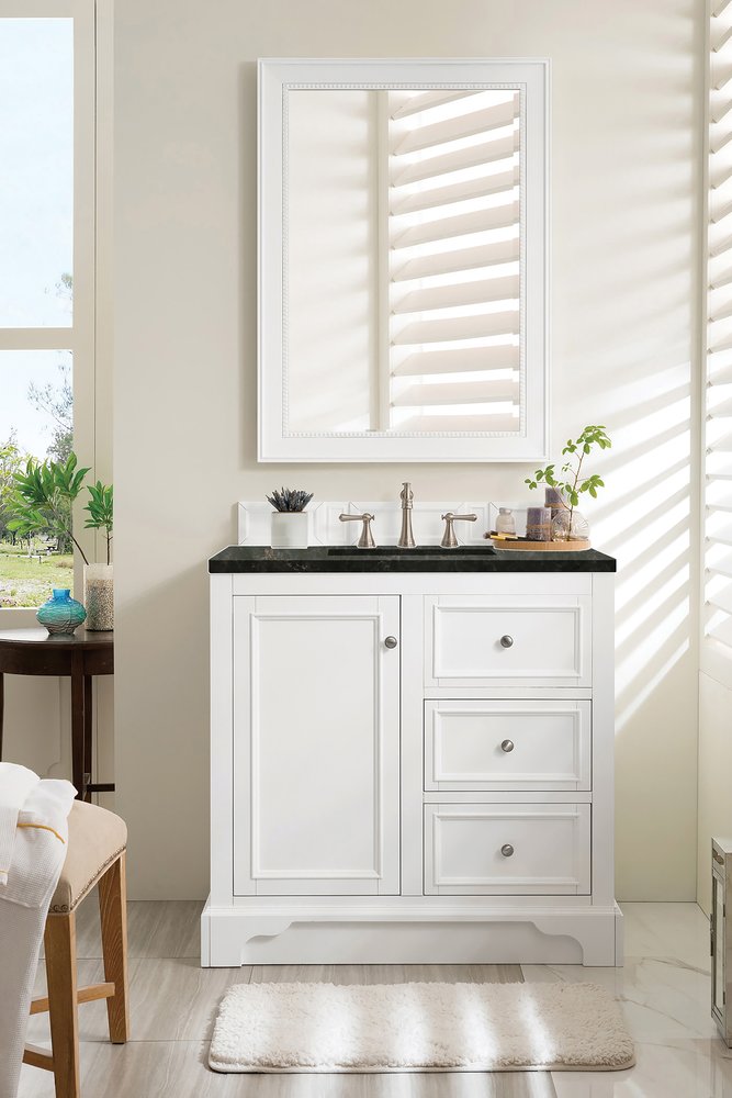 James Martin - De Soto 36" Single Vanity, Bright White, w/ 3 CM Phantome Eclos Top - 825-V36-BW-3PHT view 3