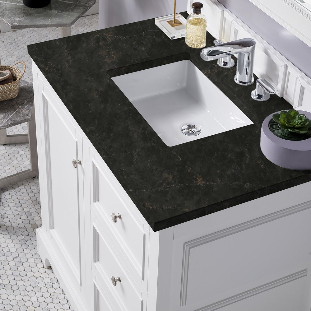 James Martin - De Soto 36" Single Vanity, Bright White, w/ 3 CM Phantome Eclos Top - 825-V36-BW-3PHT view 4