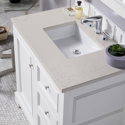 James Martin - De Soto 36" Single Vanity, Bright White, w/ 3 CM Siberian Silestone Top - 825-V36-BW-3SFR view 4