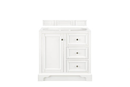James Martin - De Soto 36" Single Vanity, Bright White, w/ 3 CM Tajnar Eclos Top - 825-V36-BW-3TJR view 2
