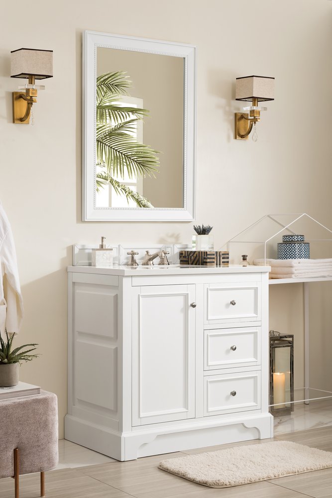 James Martin - De Soto 36" Single Vanity, Bright White w/ 3 CM White Zeus Silestone Top - 825-V36-BW-3WZ view 4
