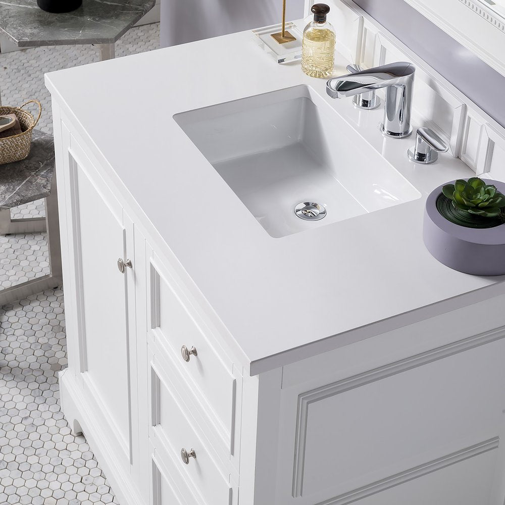 James Martin - De Soto 36" Single Vanity, Bright White w/ 3 CM White Zeus Silestone Top - 825-V36-BW-3WZ view 6