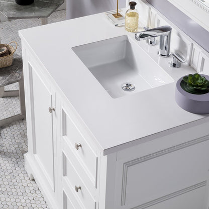 James Martin - De Soto 36" Single Vanity, Bright White w/ 3 CM White Zeus Silestone Top - 825-V36-BW-3WZ view 6