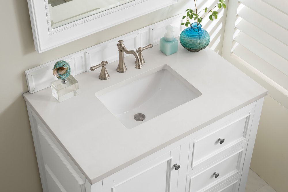 James Martin - De Soto 36" Single Vanity, Bright White w/ 3 CM White Zeus Silestone Top - 825-V36-BW-3WZ view 8