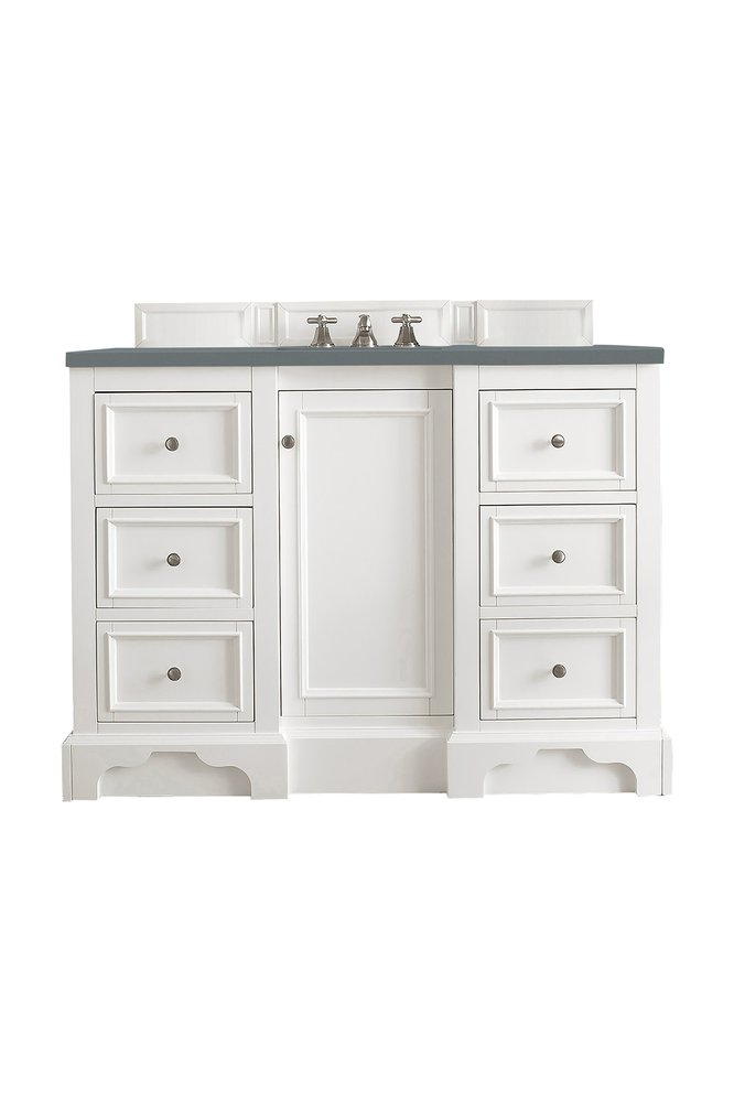 James Martin - De Soto 48" Single Vanity, Bright White w/ 3 CM Cala Blue Silestone Top - 825-V48-BW-3CBL view 1
