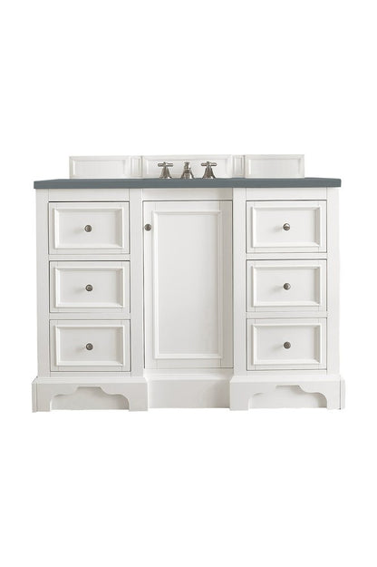 James Martin - De Soto 48" Single Vanity, Bright White w/ 3 CM Cala Blue Silestone Top - 825-V48-BW-3CBL view 1