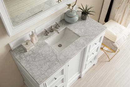 James Martin - De Soto 48" Single Vanity, Bright White w/ 3 CM Carrara Marble Top - 825-V48-BW-3CAR view 4