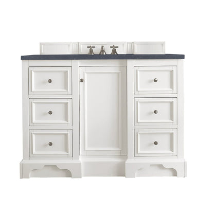 James Martin - De Soto 48" Single Vanity, Bright White w/ 3 CM Charcoal Soapstone Silestone Top - 825-V48-BW-3CSP view 1