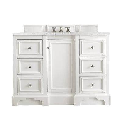 James Martin - De Soto 48" Single Vanity, Bright White w/ 3 CM Eternal Jasmine Pearl Silestone Top - 825-V48-BW-3EJP view 1