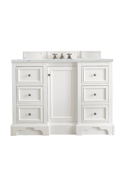 James Martin - De Soto 48" Single Vanity, Bright White w/ 3 CM Ethereal Noctis Silestone Top - 825-V48-BW-3ENC view 1