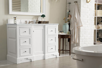 James Martin - De Soto 48" Single Vanity, Bright White w/ 3 CM Ethereal Noctis Silestone Top - 825-V48-BW-3ENC view 4