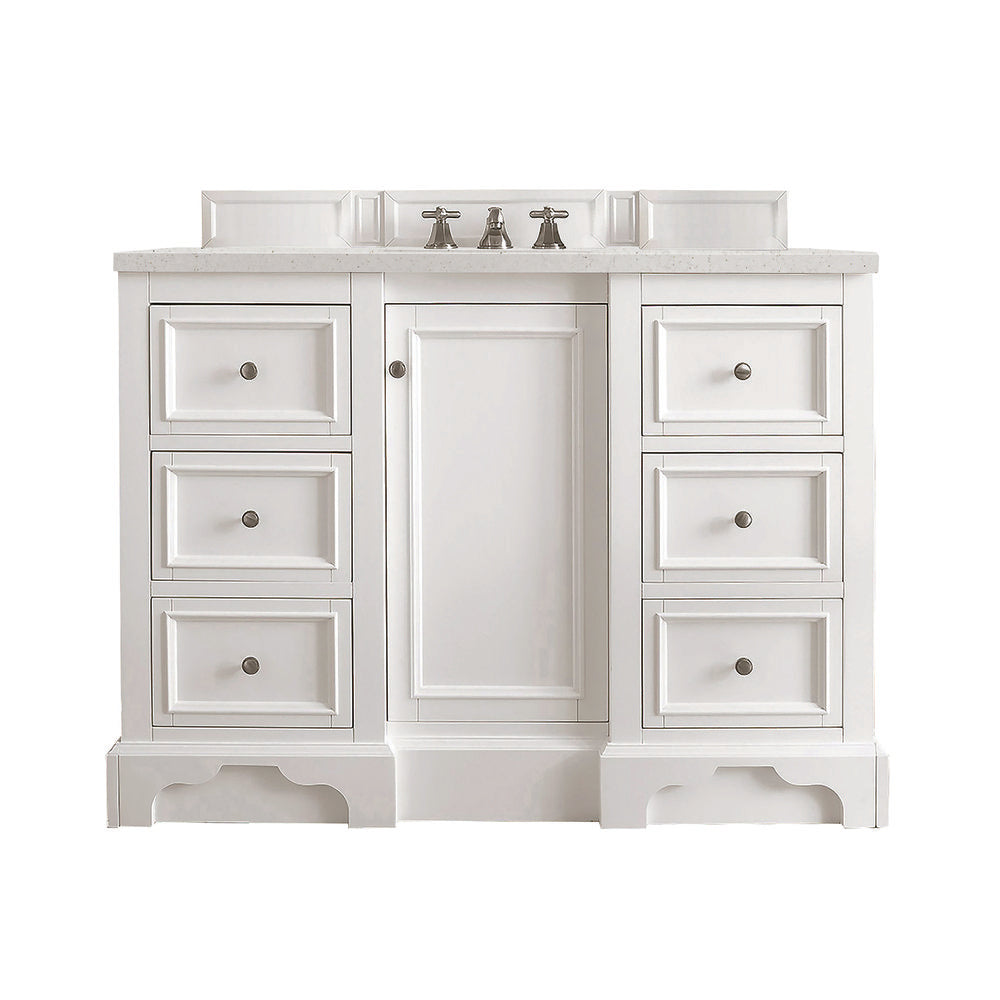 James Martin - De Soto 48" Single Vanity, Bright White w/ 3 CM Lime Delight Silestone Top - 825-V48-BW-3LDL view 1