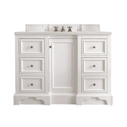 James Martin - De Soto 48" Single Vanity, Bright White w/ 3 CM Lime Delight Silestone Top - 825-V48-BW-3LDL view 1