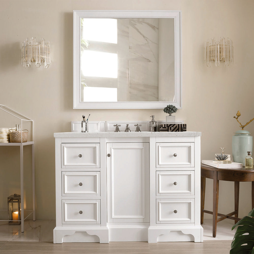James Martin - De Soto 48" Single Vanity, Bright White w/ 3 CM Lime Delight Silestone Top - 825-V48-BW-3LDL view 3