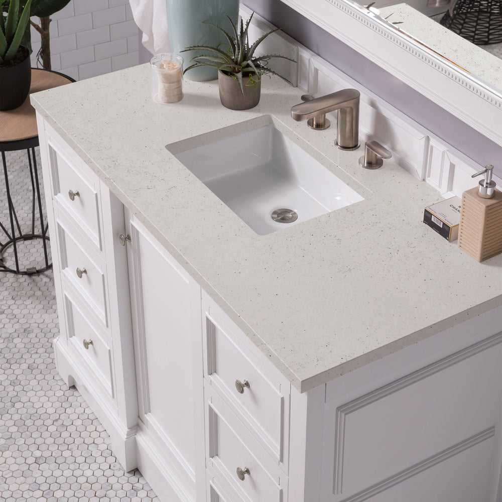 James Martin - De Soto 48" Single Vanity, Bright White w/ 3 CM Lime Delight Silestone Top - 825-V48-BW-3LDL view 7