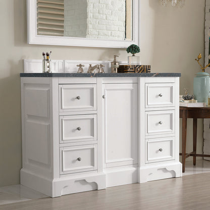 James Martin - De Soto 48" Single Vanity, Bright White w/ 3 CM Parisien Bleu Silestone Top - 825-V48-BW-3PBL view 4