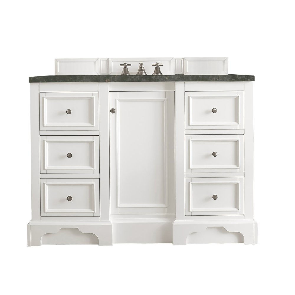 James Martin - De Soto 48" Single Vanity, Bright White, w/ 3 CM Phantome Eclos Top - 825-V48-BW-3PHT view 1