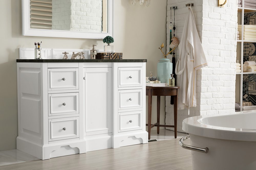 James Martin - De Soto 48" Single Vanity, Bright White, w/ 3 CM Phantome Eclos Top - 825-V48-BW-3PHT view 4