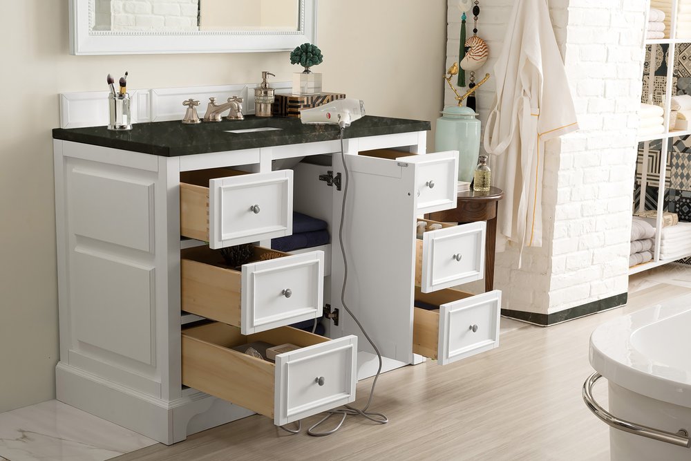 James Martin - De Soto 48" Single Vanity, Bright White, w/ 3 CM Phantome Eclos Top - 825-V48-BW-3PHT view 5