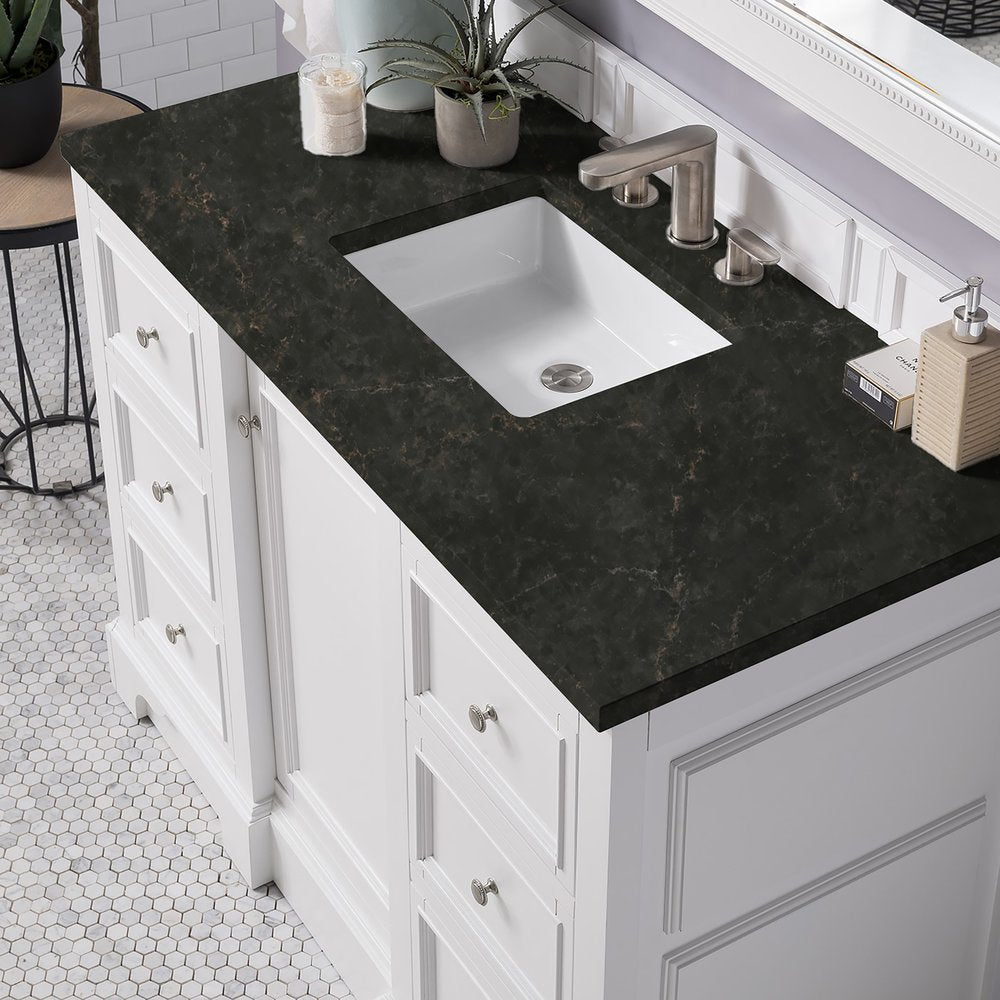 James Martin - De Soto 48" Single Vanity, Bright White, w/ 3 CM Phantome Eclos Top - 825-V48-BW-3PHT view 7