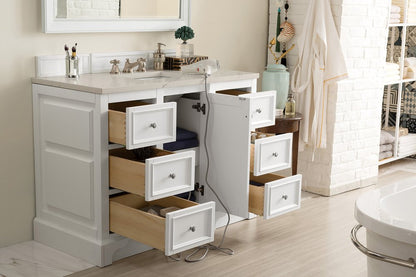 James Martin - De Soto 48" Single Vanity, Bright White, w/ 3 CM Siberian Silestone Top - 825-V48-BW-3SFR view 5