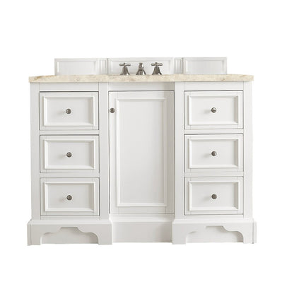 James Martin - De Soto 48" Single Vanity, Bright White, w/ 3 CM Tajnar Eclos Top - 825-V48-BW-3TJR view 1