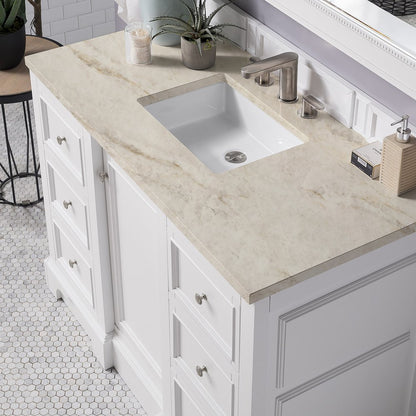 James Martin - De Soto 48" Single Vanity, Bright White, w/ 3 CM Tajnar Eclos Top - 825-V48-BW-3TJR view 7