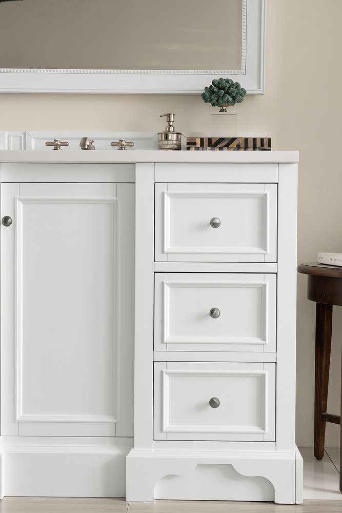 James Martin - De Soto 48" Single Vanity, Bright White, w/ 3 CM Tajnar Eclos Top - 825-V48-BW-3TJR view 9
